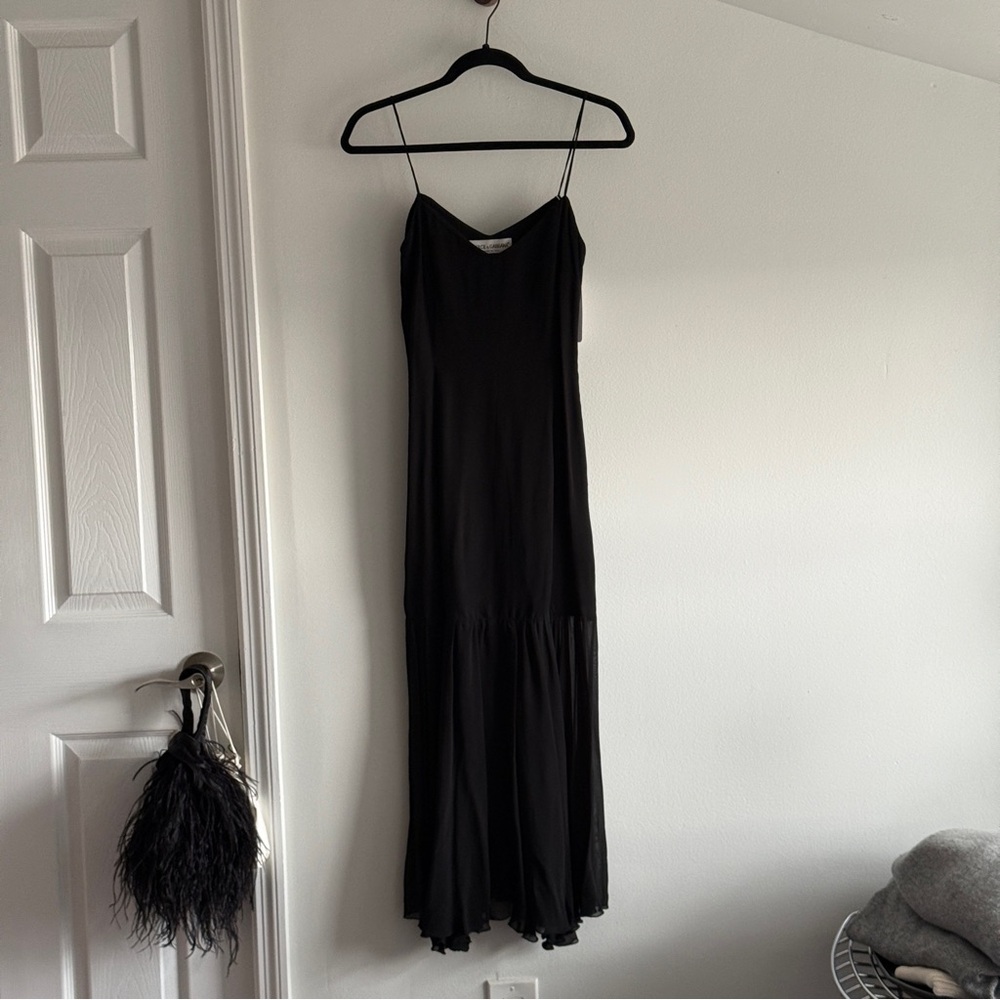 VTG Dolce & Gabbana Silk Cami Dress w/ Sheer Detail in Black